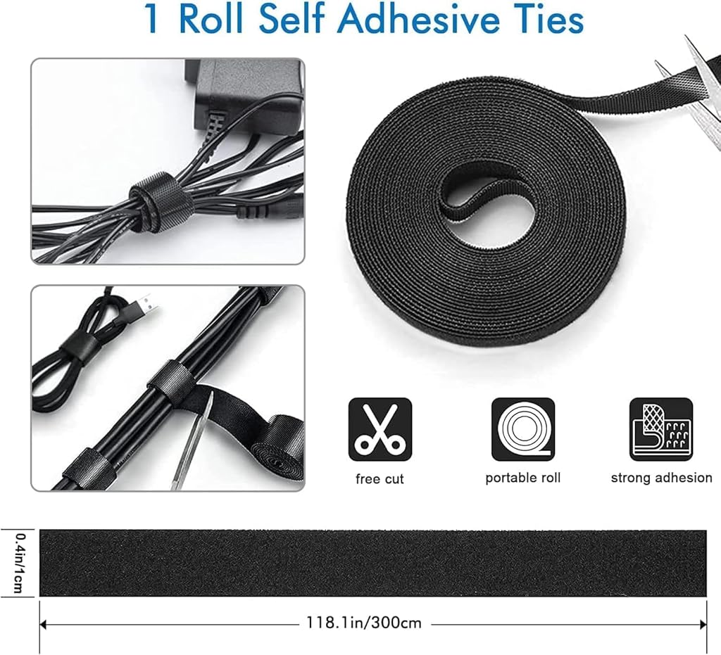 HASTHIP® Cable Management Kit |146Pcs Tidy for Home Office Under Desk- 100 Wire Organizer Ties, 5 Upgrade Silicone Holder, 2 Sleeve, 28 Adhesive Clips, 1 Roll Organiser Straps etc, Black HASTHIP® Cable Management Kit |146Pcs Tidy for Home Office Under Desk- 100 Wire Organizer Ties, 5 Upgrade Silicone Holder, 2 Sleeve, 28 Adhesive Clips, 1 Roll Organiser Straps etc, Black
